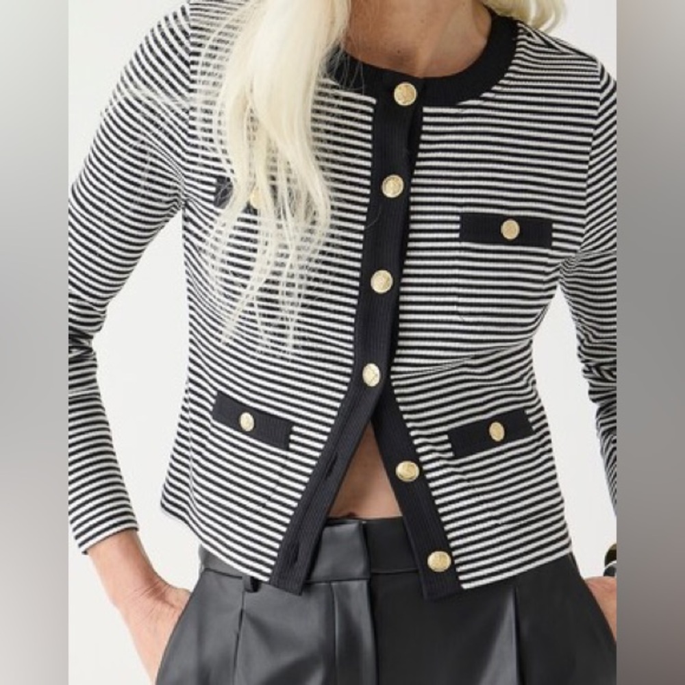 Jcrew lady jacket black and white striped (size M), great condition